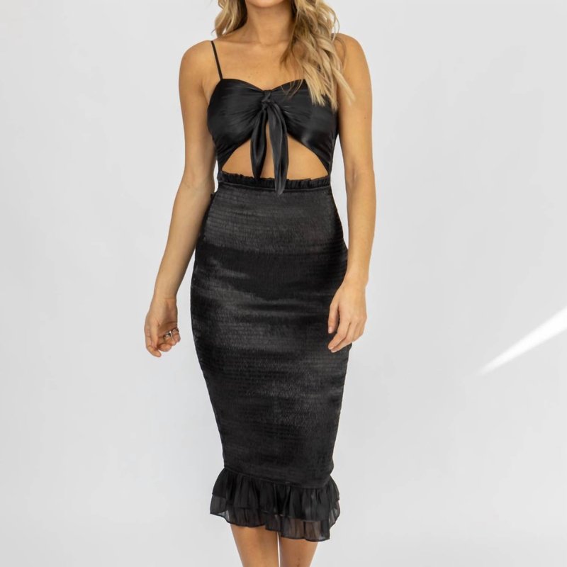 Shop Mable Silky Front Cutout Midi In Black