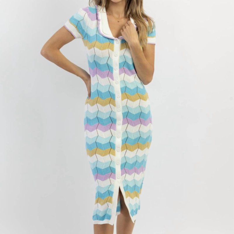 Shop Mable Stripe Crochet Midi Dress In Blue