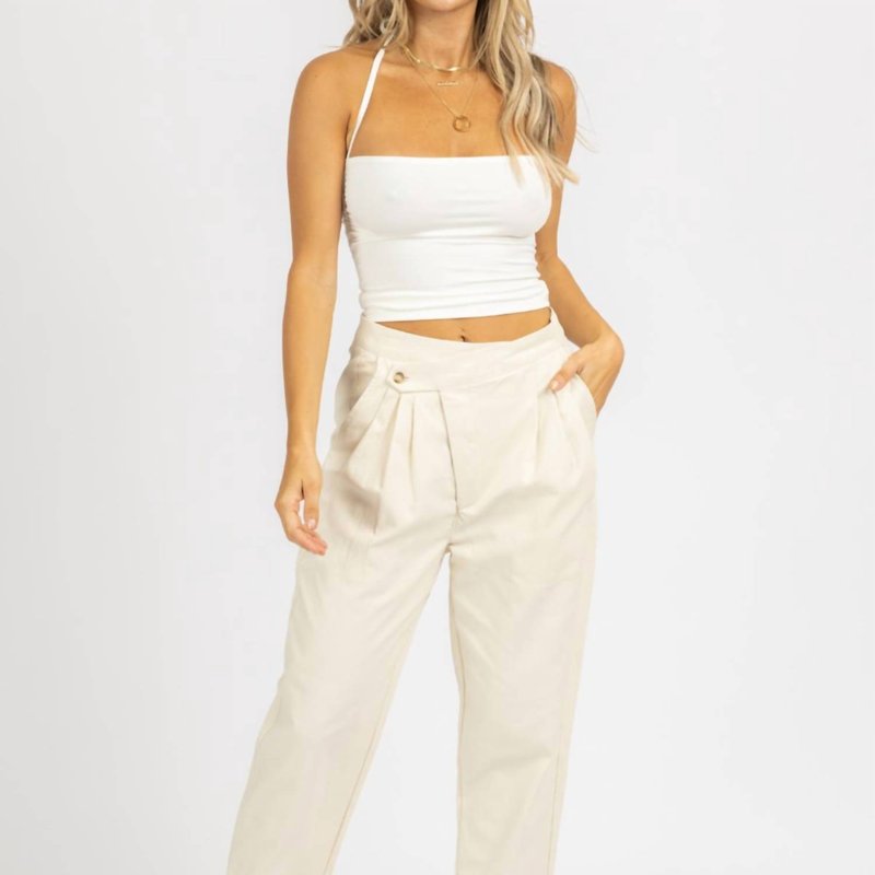 Shop Mable Woven Asymmetrical Button Pants In White