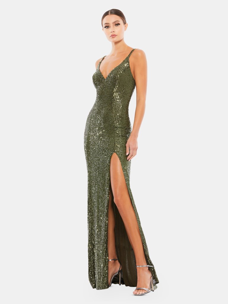 Mac Duggal Fully Sequined Scoop Back Gown | Verishop