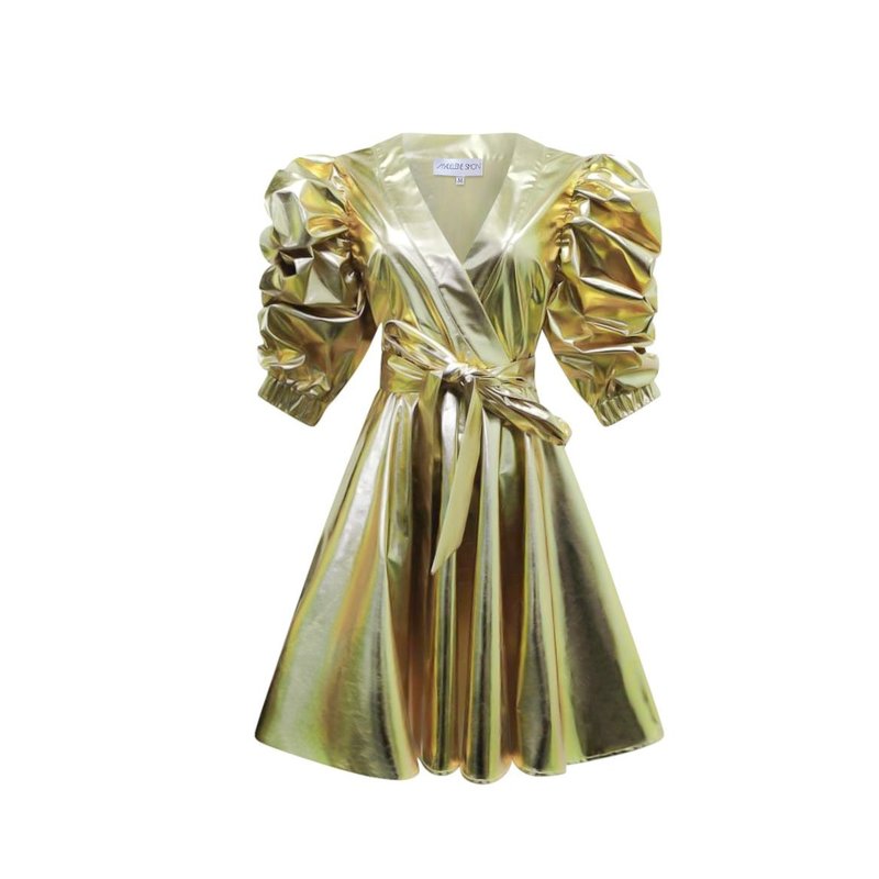 Shop Madeleine Simon Studio Abundance Mindset Dress In Gold