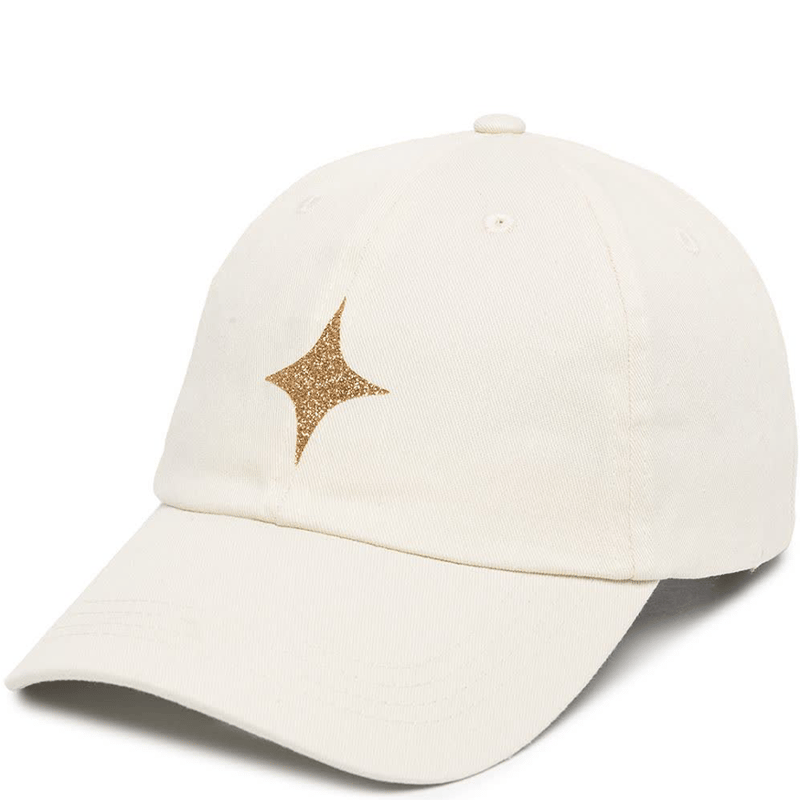 Shop Madison Maison Beige Baseball Cap With Glitter Star In White