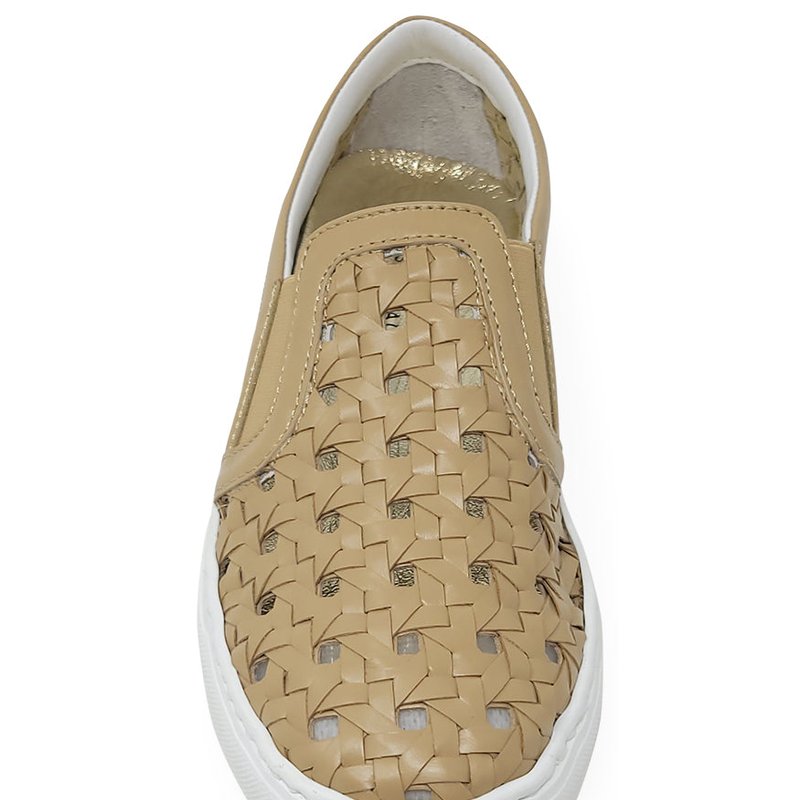 Shop Madison Maison Beige Leather Woven Sneaker In Brown
