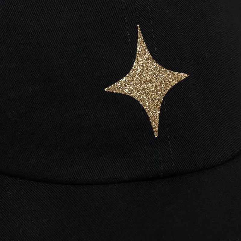 Madison Maison Black Baseball Cap With Glitter Star