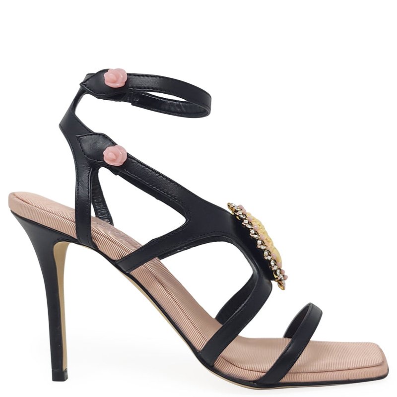 Shop Madison Maison Black Pink High Heel Leather With Cameo Detail