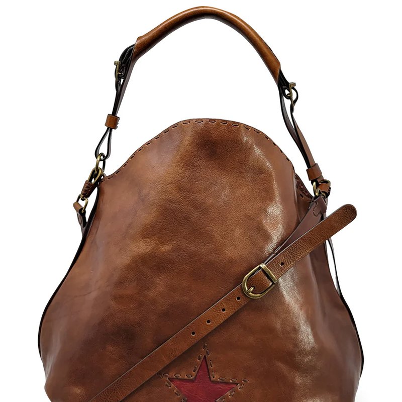 Shop Madison Maison Cognac Leather Star Crossbody-shoulder Bag In Brown