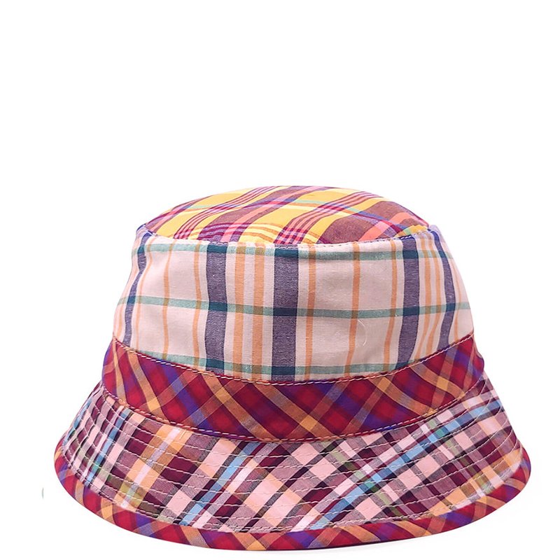 Madison Maison Cotton Small Brim Plaid Hat In Red