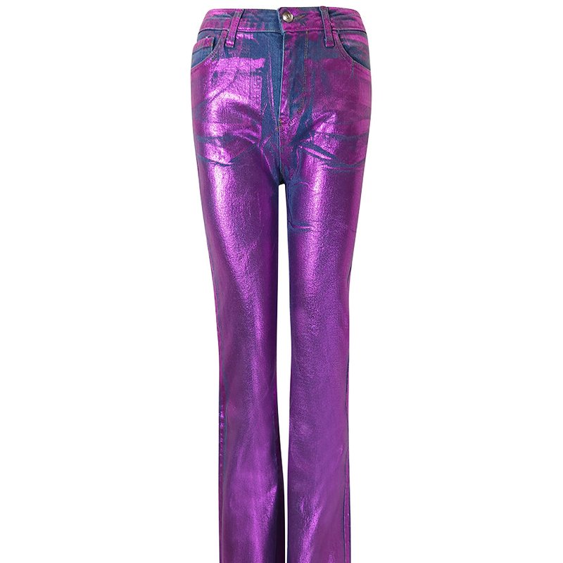 Madison Maison Fuchsia Light Denim Laminated Jeans In Purple