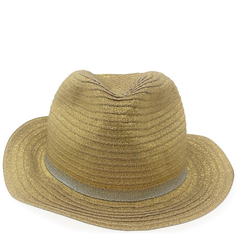Madison Maison Gold Fedora With Silver Band Hat