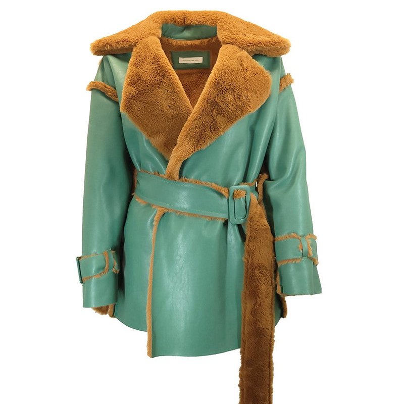 Madison Maison Green Faux Fur Reversible Short Coat