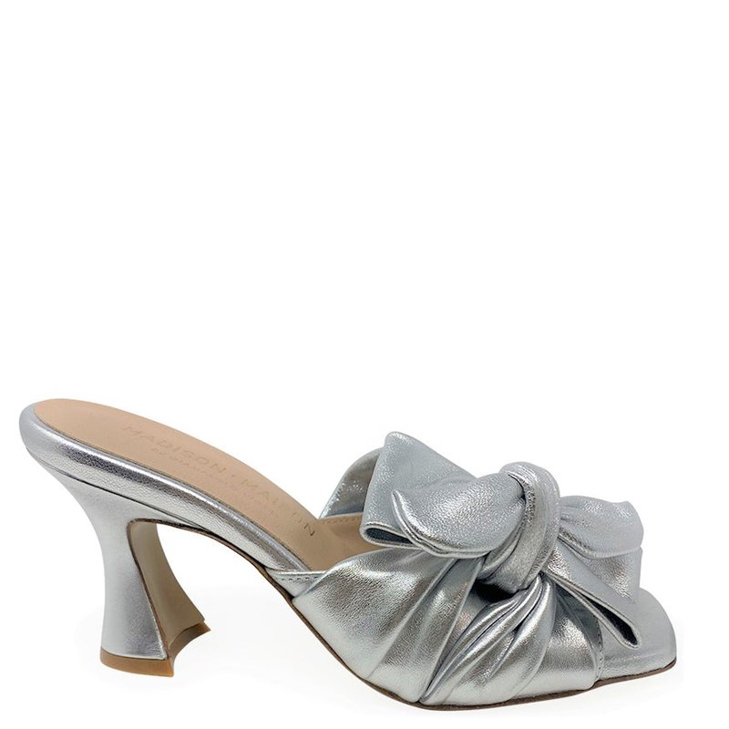 Madison Maison Leather Bow Tie Mule In Grey