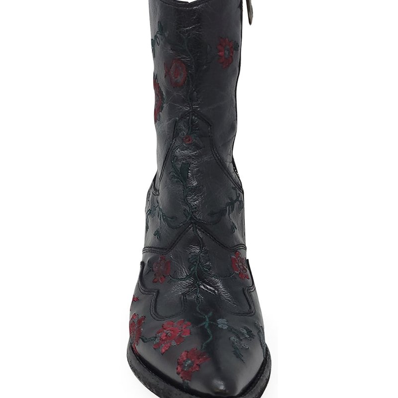 Shop Madison Maison Leather Embroidered Ankle Boot In Black