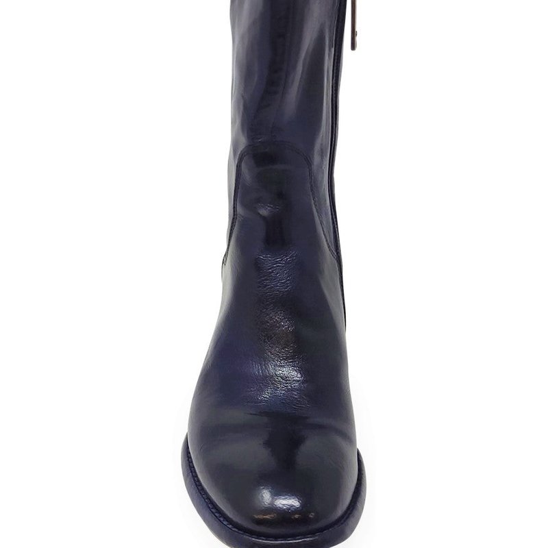 Madison Maison Leather Mid Calf Boot In Blue