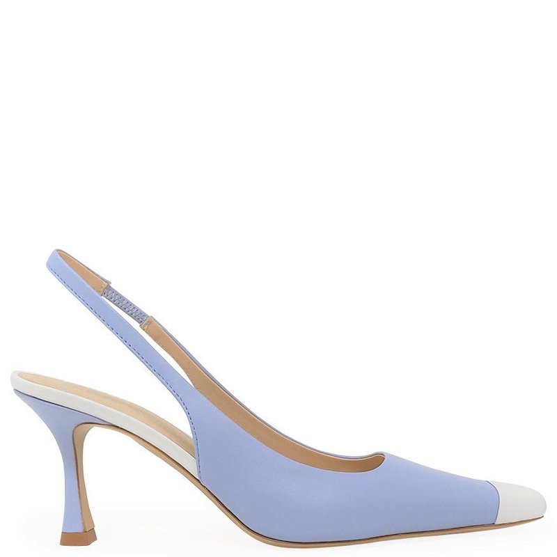 Madison Maison Light Blue/white Snip Toe Slingback Heels