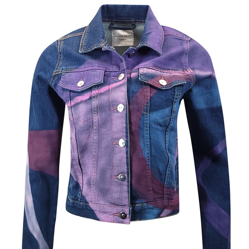 Shop Madison Maison ™ Marilyn Stretch Denim Cotton Multicolor Jacket In Blue