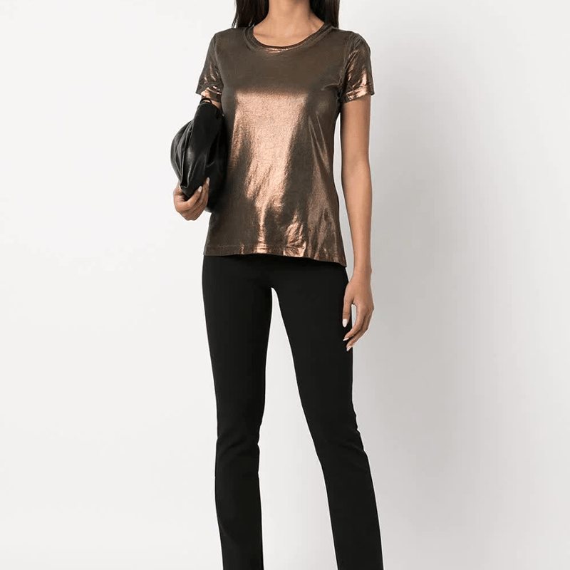Madison Maison Metallic Coated Cotton T-shirt In Brown