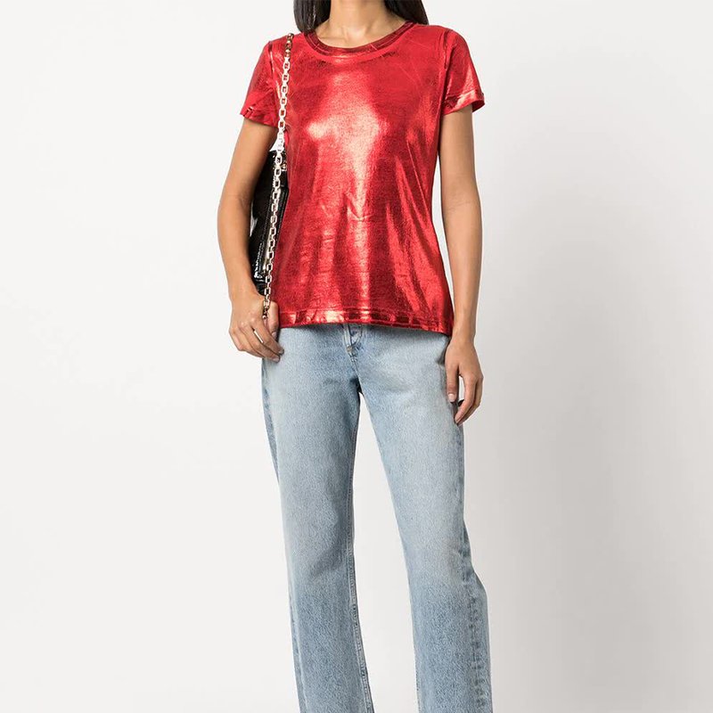 Shop Madison Maison Metallic Coated Cotton T-shirt In Red