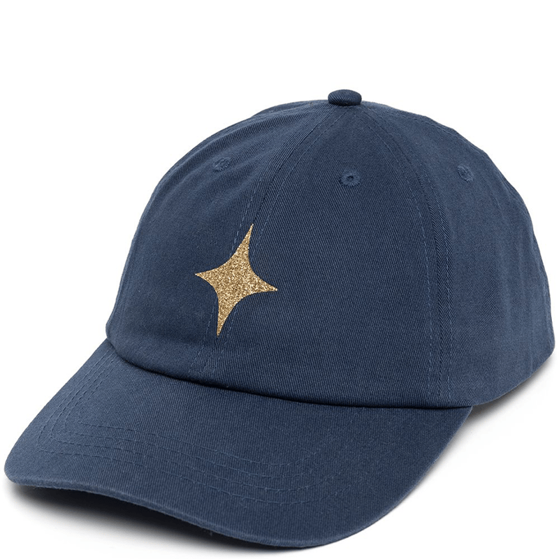 Madison Maison Navy Baseball Cap With Glitter Star In Blue