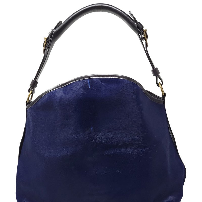 Madison Maison Navy Calf Hair Crossbody-shoulder Bag In Blue