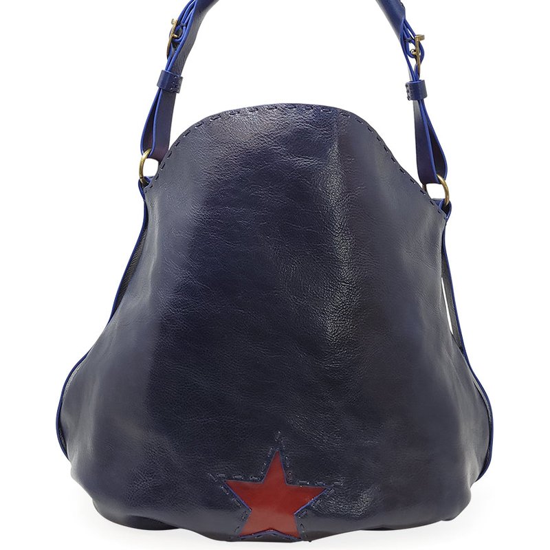 Madison Maison Navy Leather Star Crossbody-shoulder Bag In Blue
