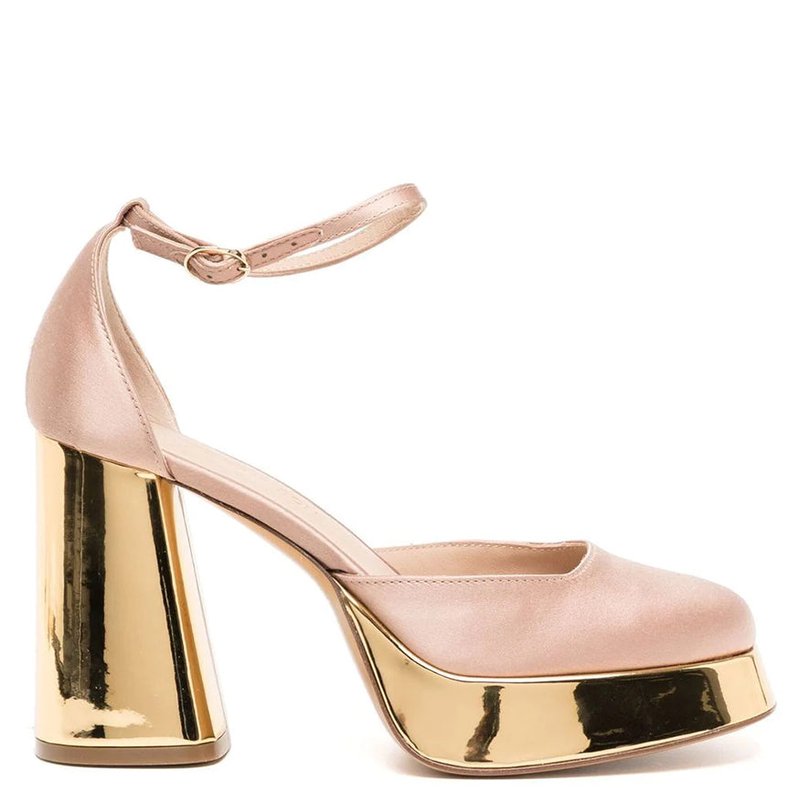 Madison Maison Nude/gold Platform Heel In Pink