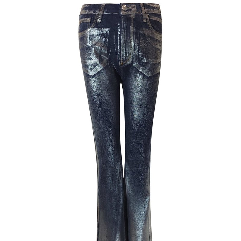 Madison Maison Silver Denim Laminated Jeans In Grey