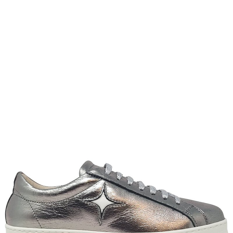 Shop Madison Maison Silver Leather Platform Sneaker In Grey