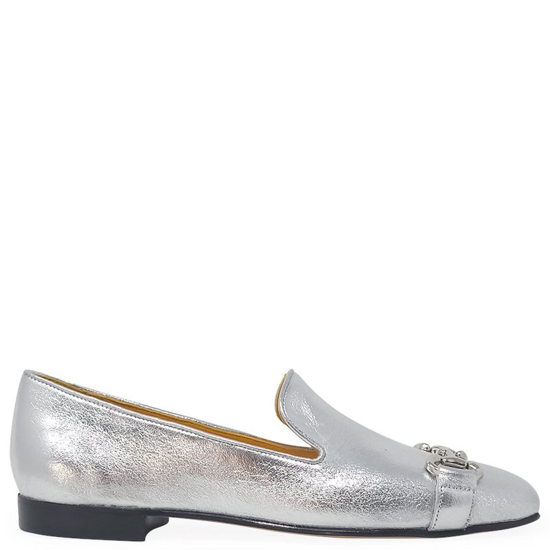 Shop Madison Maison Silver Square Toe Loafer In Grey