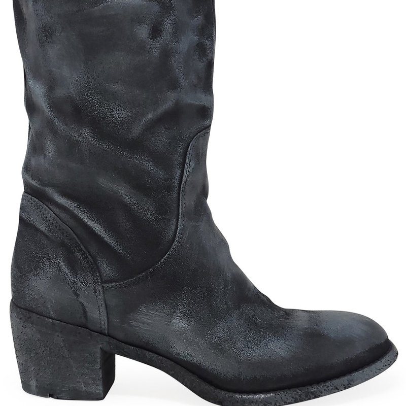 Madison Maison Suede Matallic Mid Calf Boot In Grey