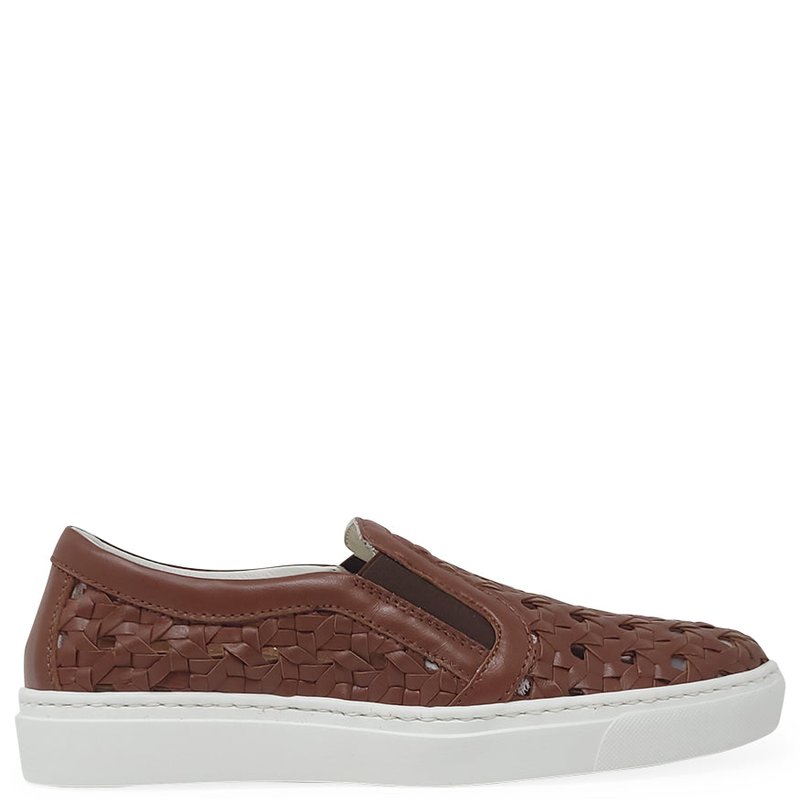 Madison Maison Tan Leather Woven Sneaker In Brown