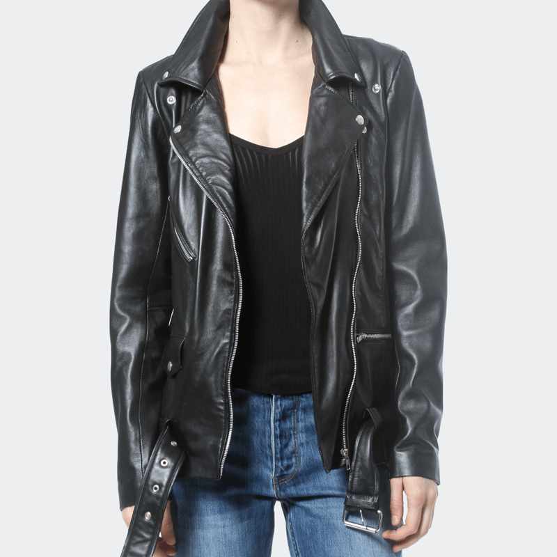 Madonna & Co Boyfriend Leather Jacket In Black