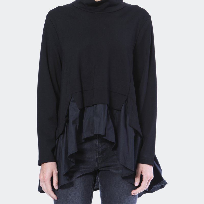 Shop Madonna & Co Hi-lo Knit-woven Tunic In Black