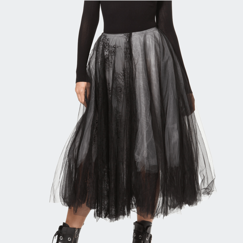 Madonna & Co Lace & Tulle Statement Skirt In Black