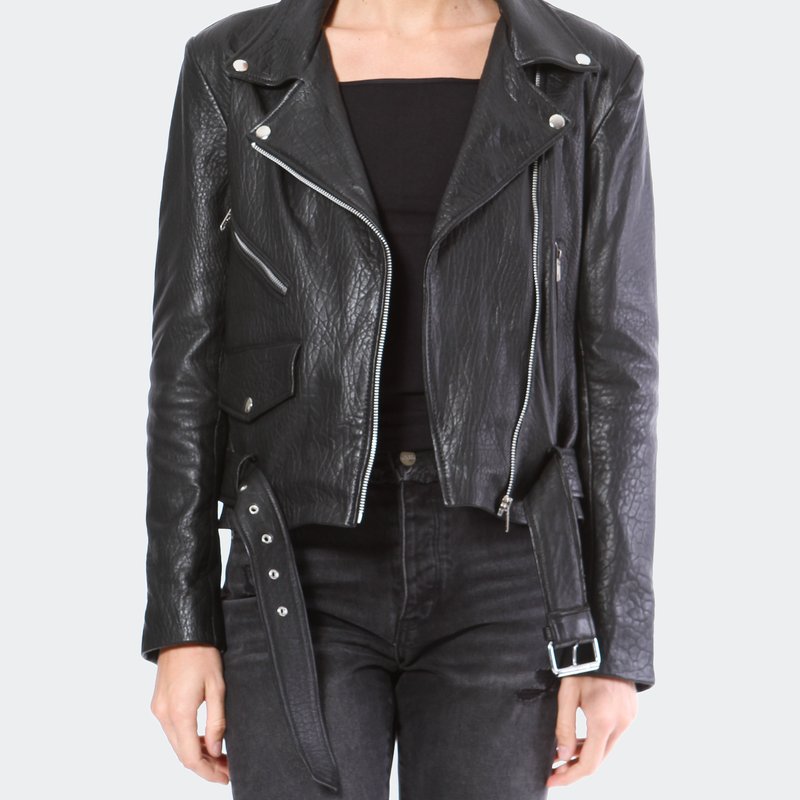 Madonna & Co Pebble Leather Moto In Black