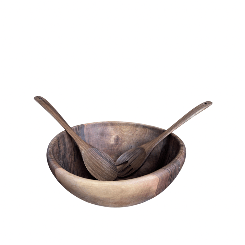 Madouk Collection Walnut Wood Salad Bowl In Brown