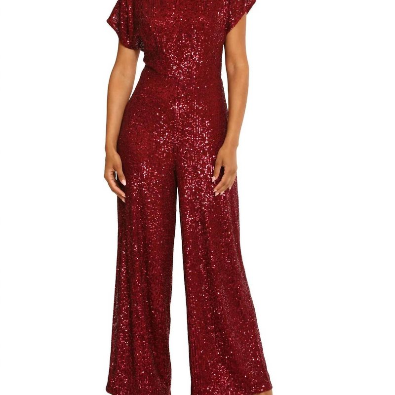 Shop Maggy London Amber Sequin Jumpsuit In Red