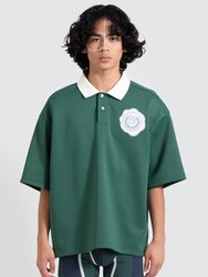 Applique Oversized Polo Shirt - Green