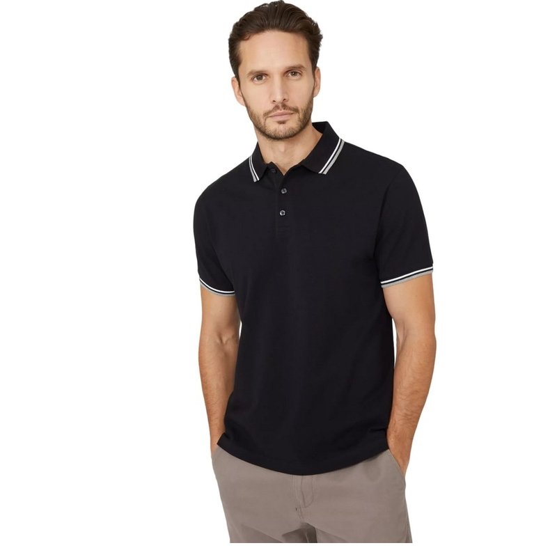 Maine Mens Pique Tipped Polo Shirt In Black