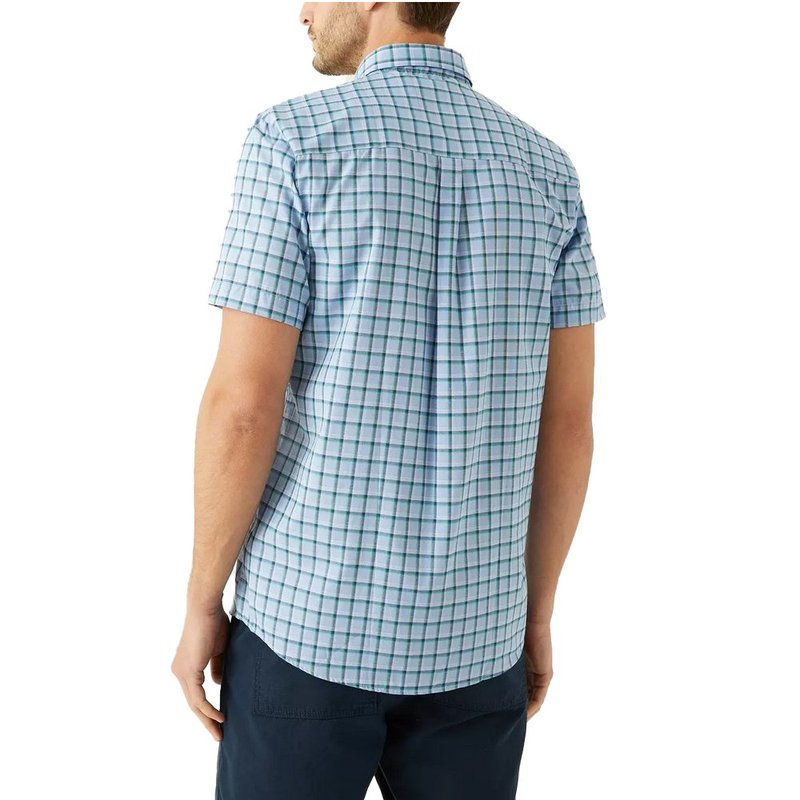 Shop Maine Mens Powder Check Short-sleeved Shirt In Blue