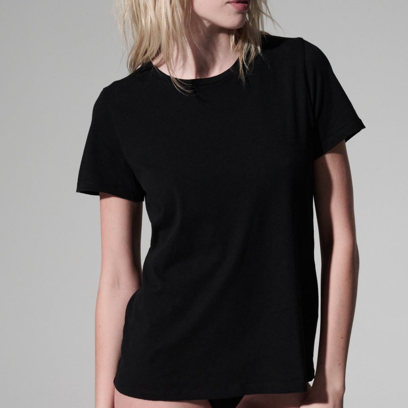 Majestic 100% Machine Washable Cashmere Short Sleeve Crewneck T-shirt In Black