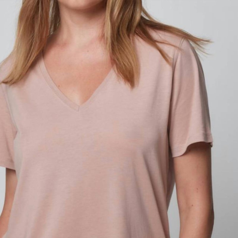 Shop Majestic Semi Relaxed V-neck Top In Pink
