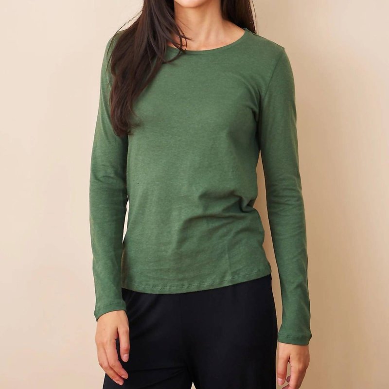 Shop Majestic Soft Touch L/s Semi Relaxed Crew In Mousse In Green