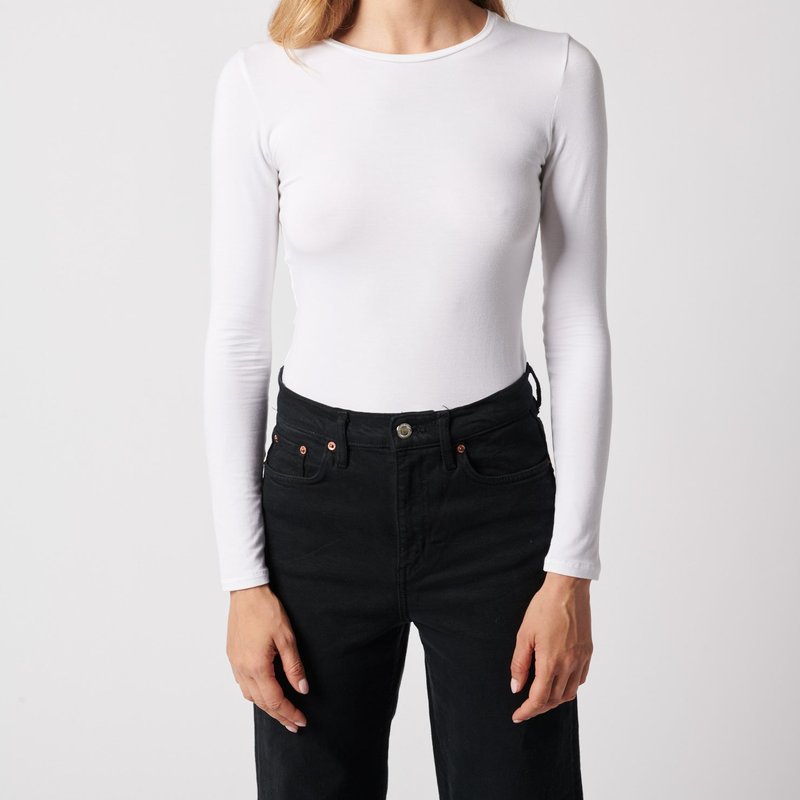 Shop Majestic Soft Touch Long Sleeve Crew Neck In White