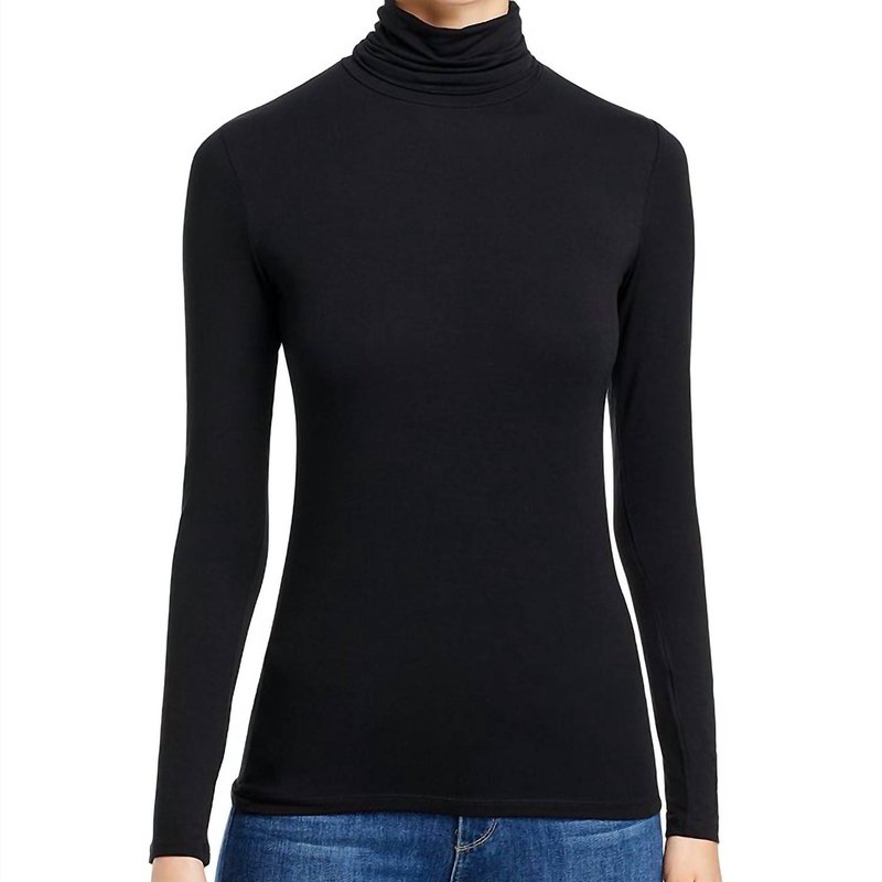 Shop Majestic Soft Touch Long Sleeve Turtleneck Top In Black