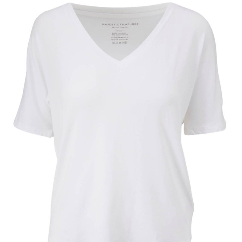 Majestic Soft Touch V-neck Tee In White