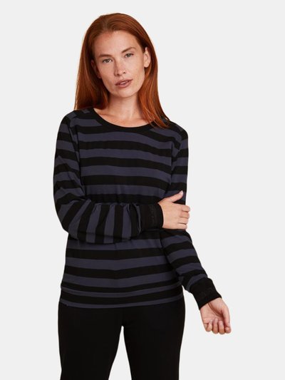 Majestic Filatures Womens Soft Touch French Terry Fleece Striped Crew Neck