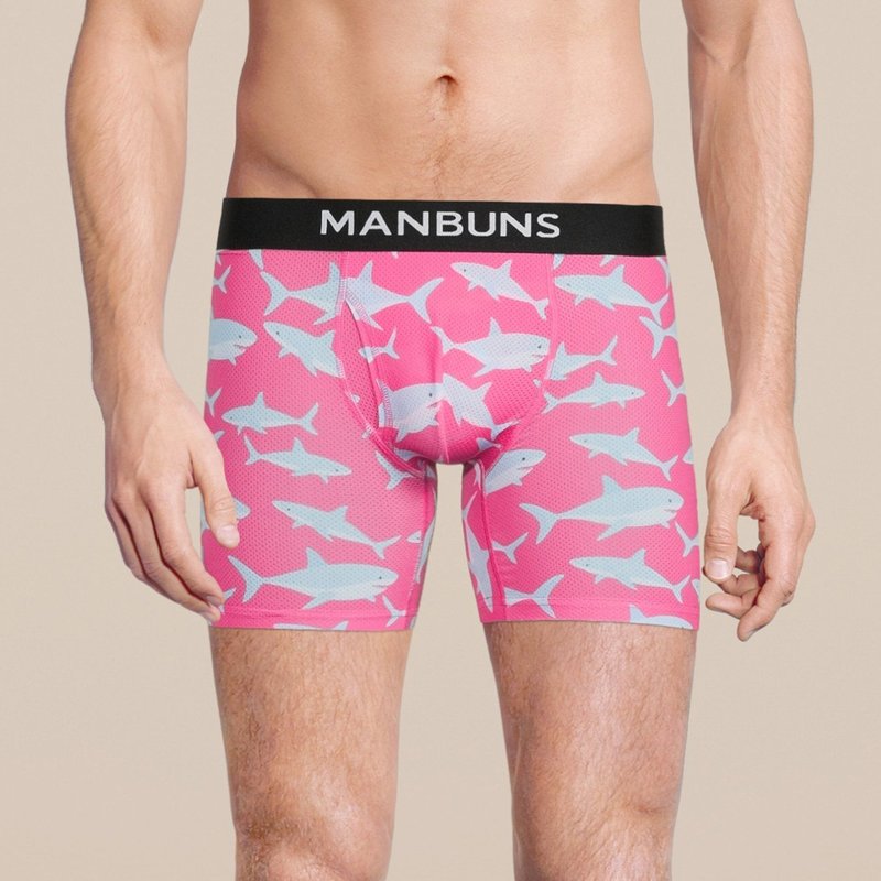 Manbuns Men's Baby Shark Boxer Brief Underwear In Pink