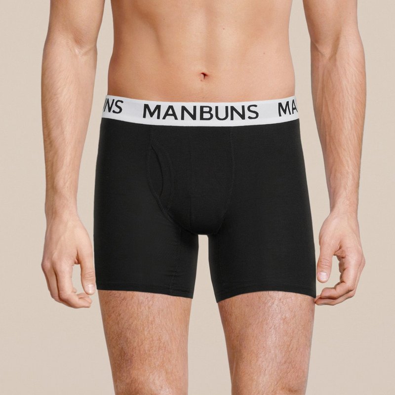 Manbuns Men's Classic Black Boxer Brief Underwear With Pouch
