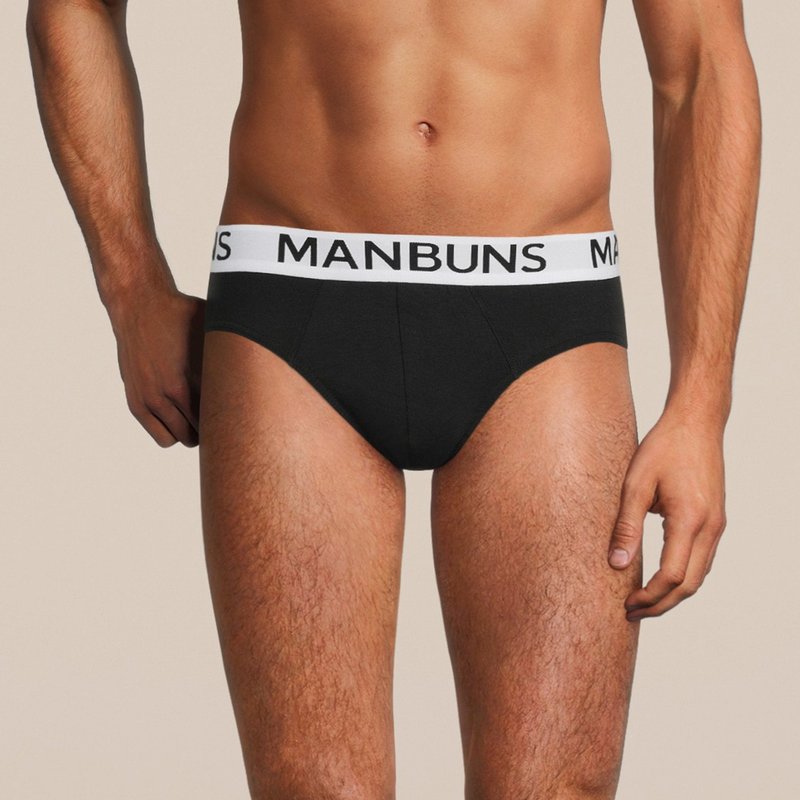 Manbuns Men's Classic Black Brief Underwear In Blue