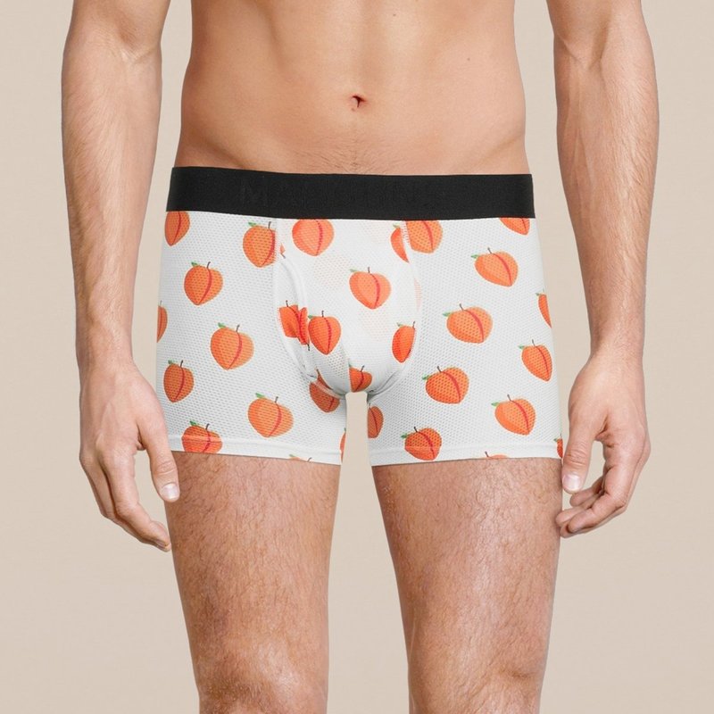 Manbuns Men's Peach Boxer Trunk Underwear With Pouch In White